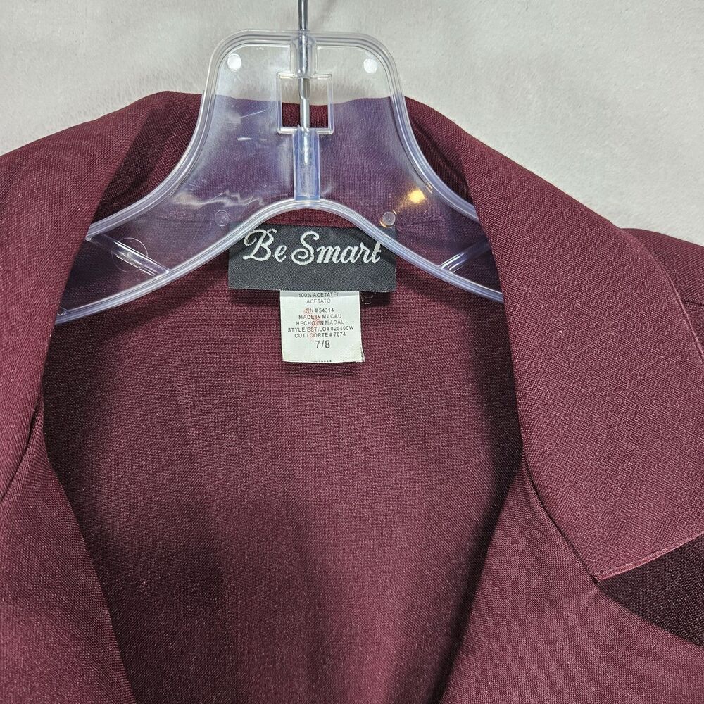Be Smart Maroon Unlined Dress Blazer Women's Size 7/8 Workwear, Classic, Biz - Picture 2 of 8